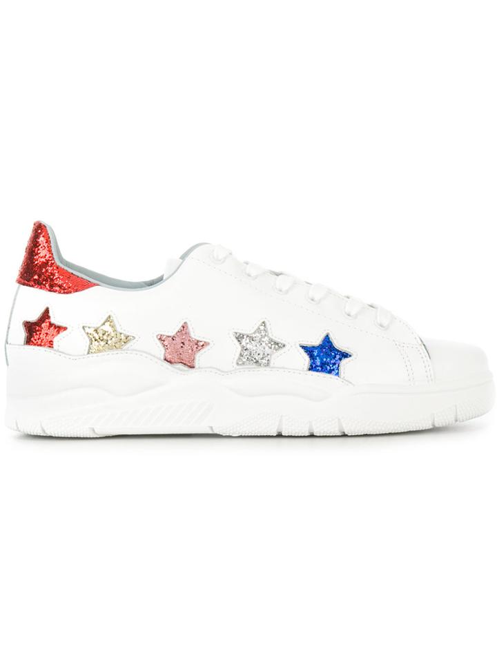 Chiara Ferragni Roger Glittered-star Sneakers - White