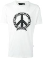 Love Moschino Peace Print T-shirt, Men's, Size: Xxl, White, Cotton