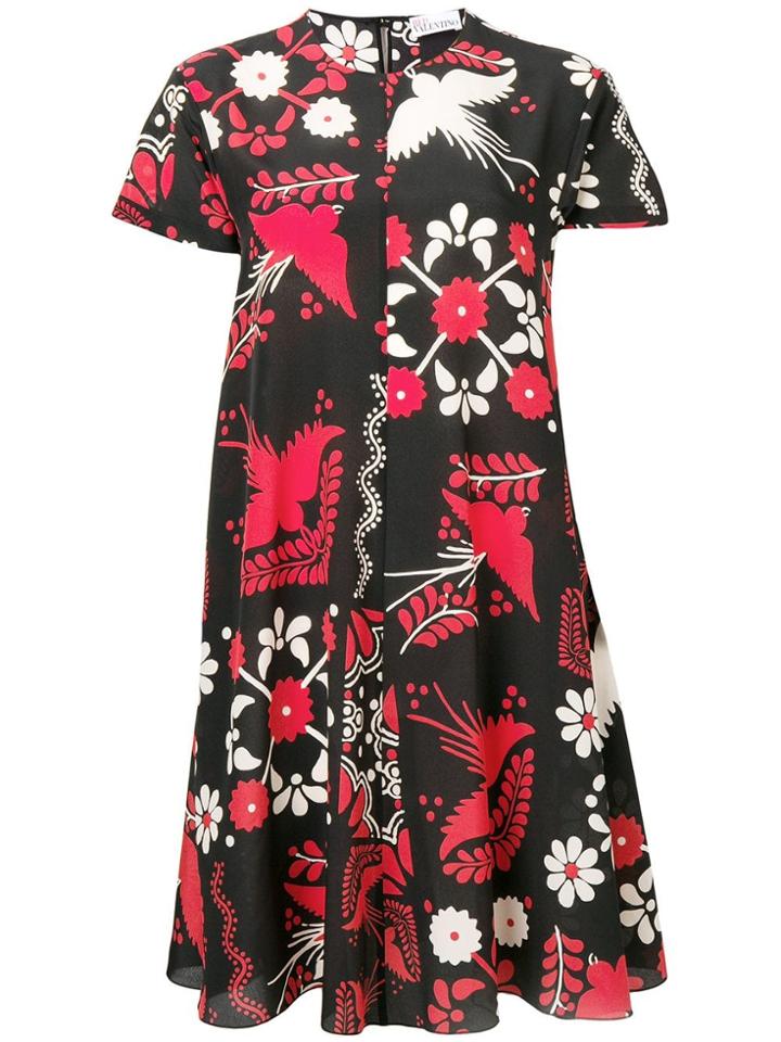 Red Valentino Floral Print Shift Dress - Black
