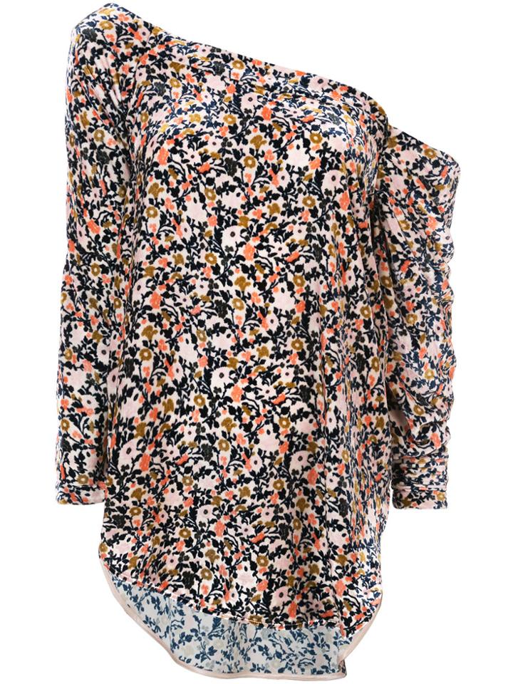 Silvia Tcherassi Velvet Floral Blouse - Pink & Purple