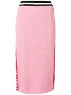 Msgm Knit Branded Pencil Skirt - Pink & Purple