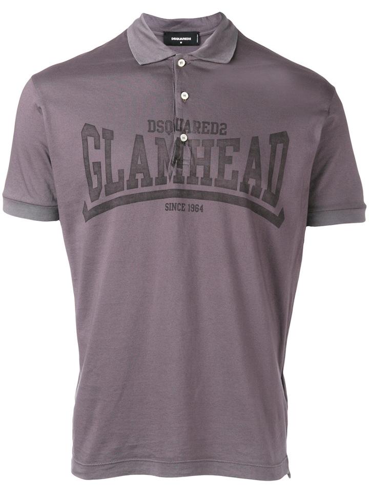 Dsquared2 - 'glamhead' Polo Shirt - Men - Cotton - M, Pink/purple, Cotton
