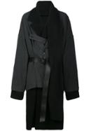 Yohji Yamamoto Belted Layered Coat - Black