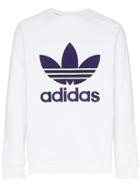 Adidas Purple Logo Crew Neck Sweatshirt - White
