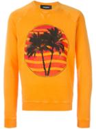 Dsquared2 Palm Tree Print Sweatshirt, Men's, Size: M, Yellow/orange, Cotton