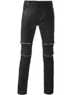 Just Cavalli Slim-fit Zipper Detailing Jeans, Men's, Size: 50, Black, Cotton/spandex/elastane/copper
