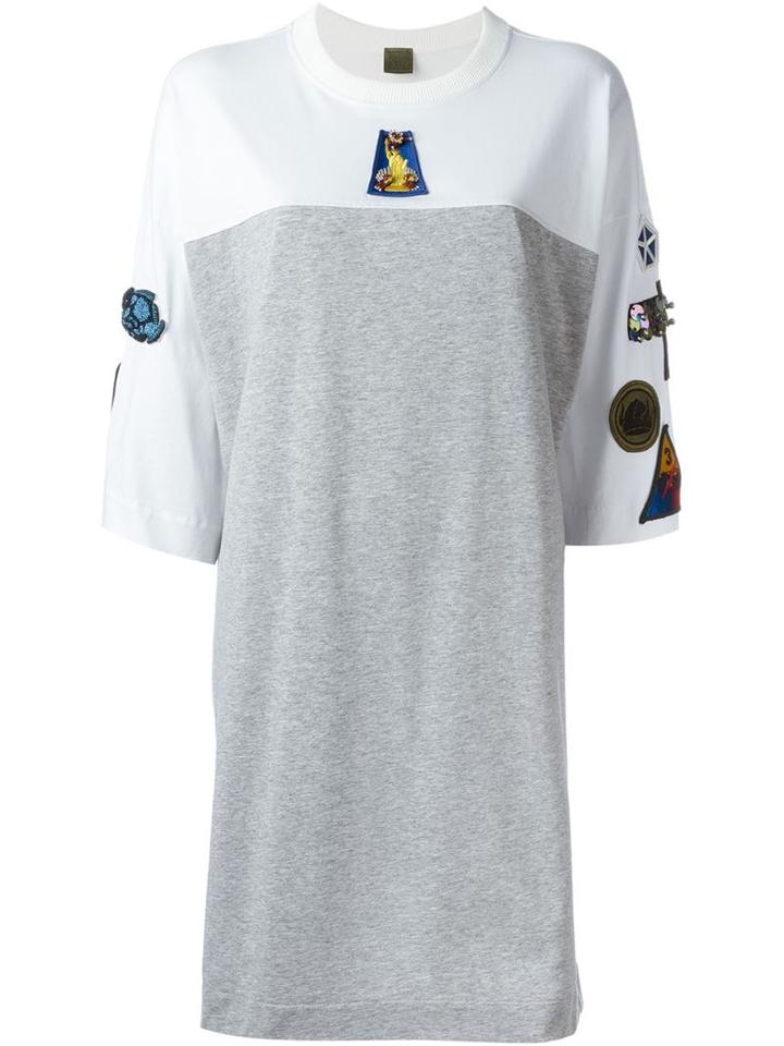 Mr & Mrs Italy Patch Oversized T-shirt, Women's, Size: 38, Grey, Cotton/glass