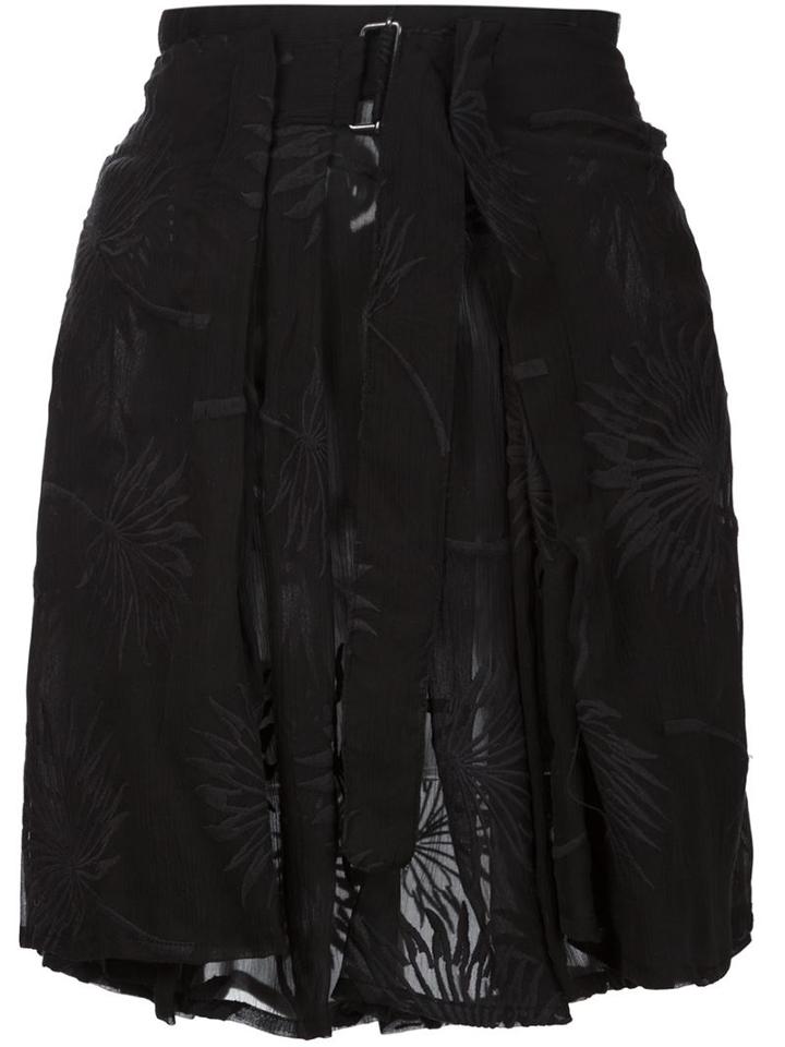 Ann Demeulemeester Sheer Embroidered Skirt, Women's, Size: 34, Black, Cotton/silk