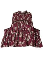 Cinq A Sept - Floral Open Shoulder Blouse - Women - Silk - S, Pink/purple, Silk
