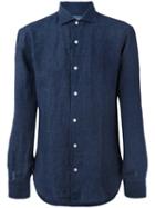 Barba Slim-fit Shirt, Men's, Size: 42, Blue, Linen/flax
