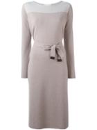 Fabiana Filippi Belted Knit Dress, Women's, Size: 46, Nude/neutrals, Virgin Wool/cashmere/silk