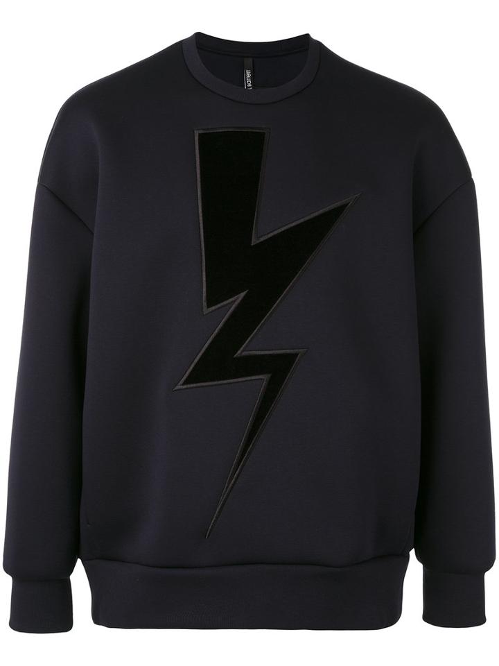 Neil Barrett - Lightning Sweatshirt - Men - Cotton/polyurethane/viscose - M, Blue, Cotton/polyurethane/viscose