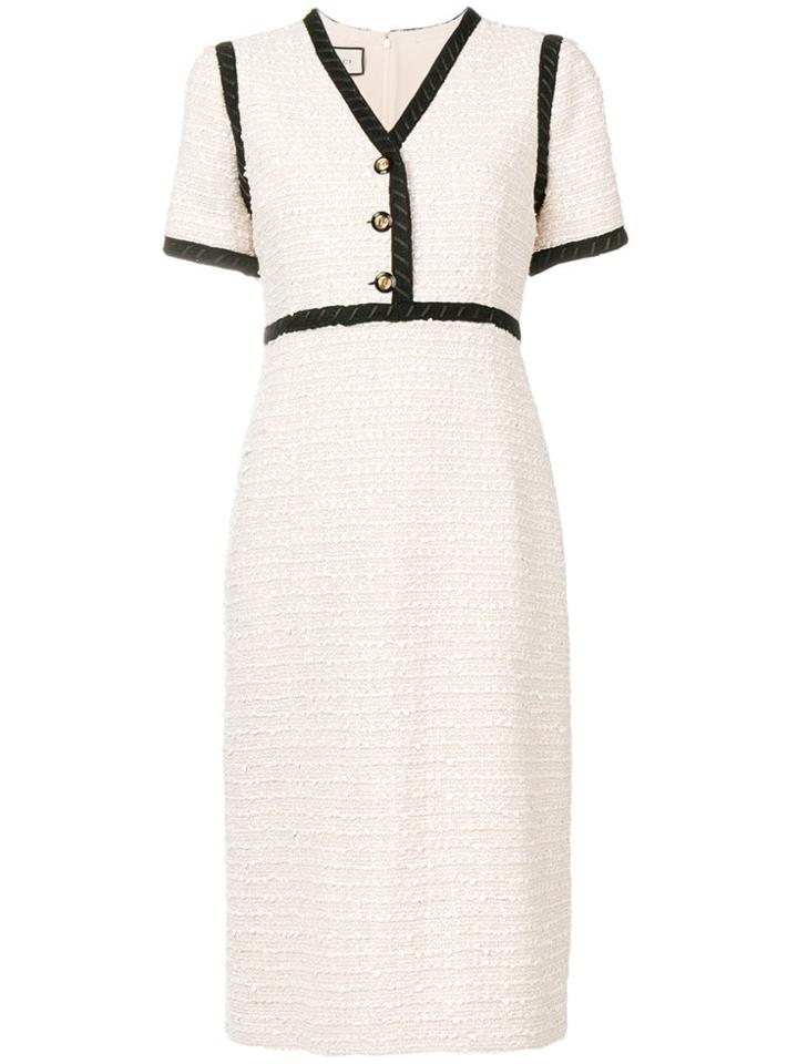 Gucci Contrast Trim Midi Dress - Neutrals