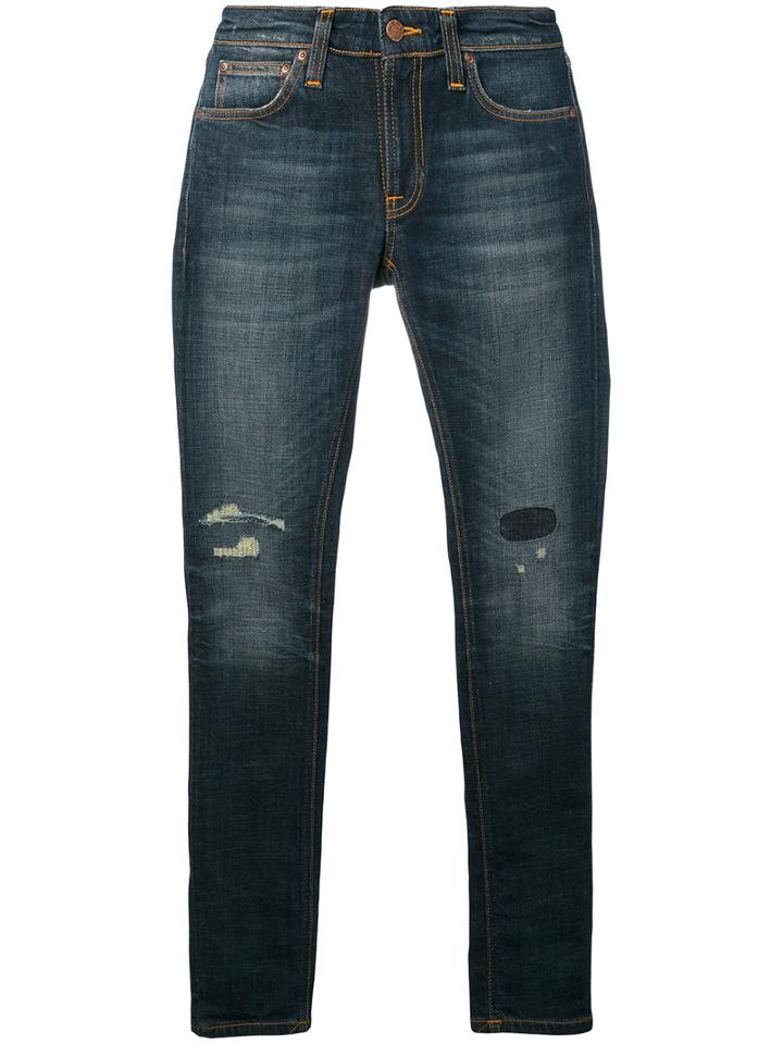 Nudie Jeans Co - Ripped Skinny Jeans - Men - Organic Cotton/spandex/elastane - 28, Blue, Organic Cotton/spandex/elastane