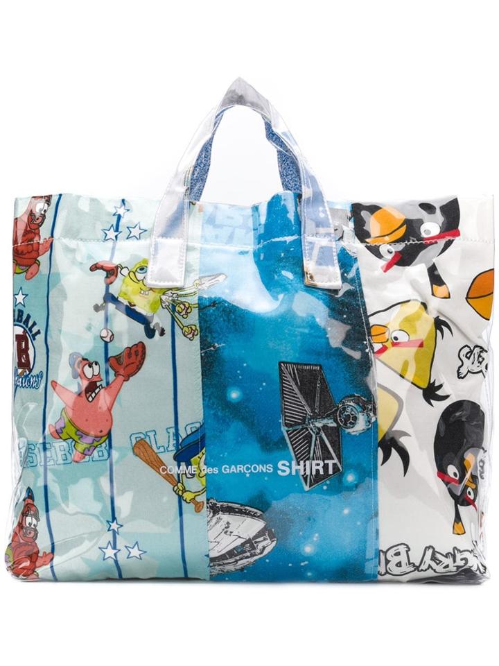 Comme Des Garçons Shirt Printed Tote Bag - Blue