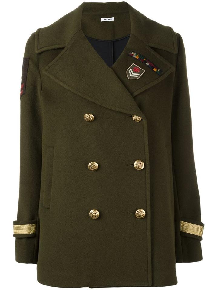 P.a.r.o.s.h. 'lusi' Military Jacket, Women's, Size: Medium, Green, Polyamide/polyester/viscose/virgin Wool