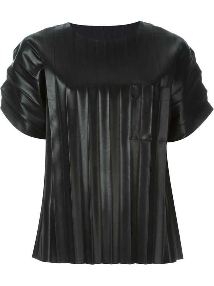 Alexander Wang Pleated Artificial Leather T-shirt