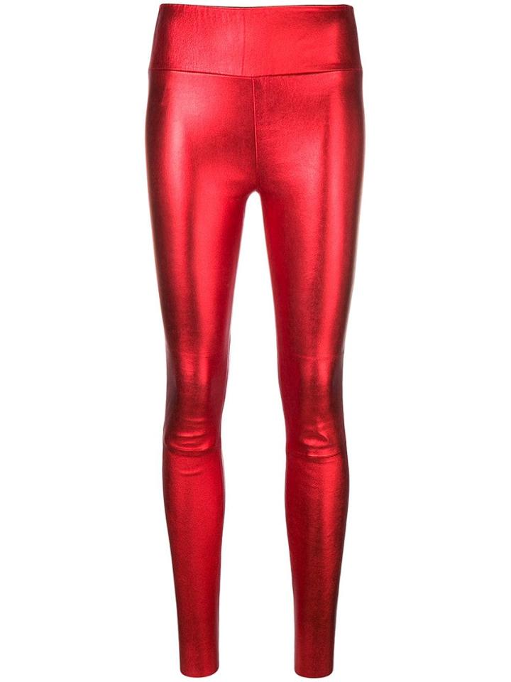 Sprwmn Metallic Leather Trousers - Red