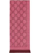 Gucci Gg Jacquard Pattern Knitted Scarf - Pink