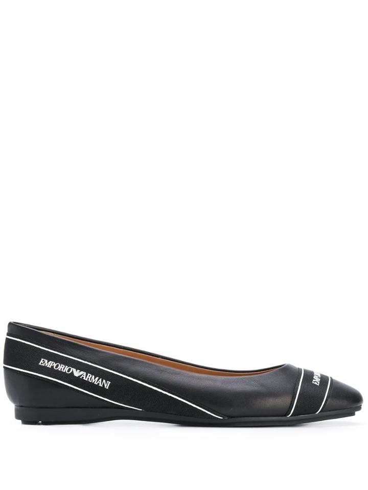 Emporio Armani Logo Band Ballerina Shoes - Black
