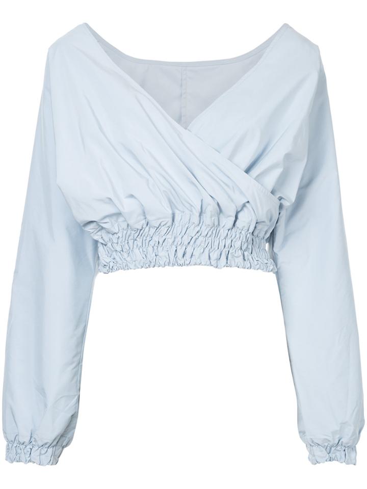 Cityshop V-neck Cropped Blouse - Blue