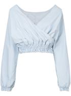 Cityshop V-neck Cropped Blouse - Blue