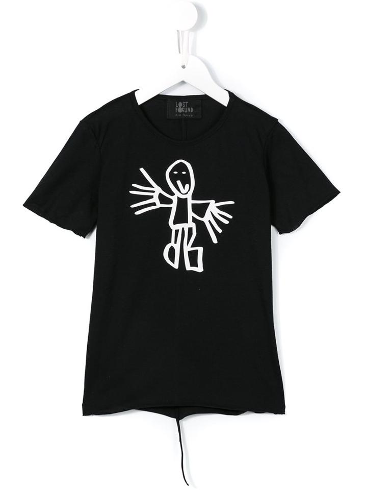 Lost And Found Kids Stick Man Print T-shirt, Boy's, Size: 6 Yrs, Black