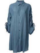 G.v.g.v. Denim Drawstring Sleeves Shirt, Size: 34, Grey, Tencel