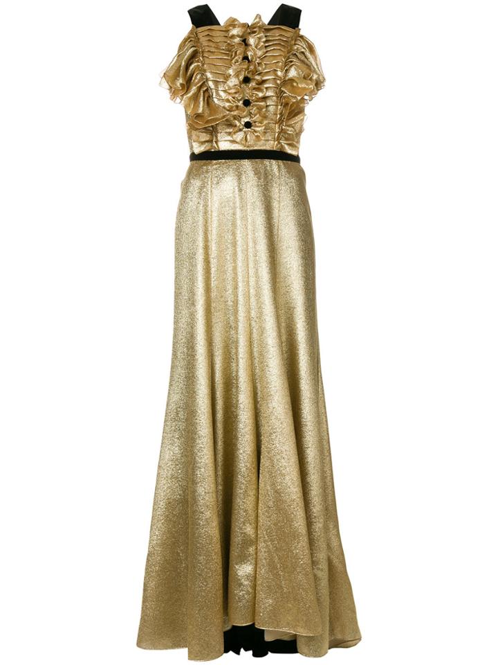 Philosophy Di Lorenzo Serafini Dress With Ruffled Front - Metallic