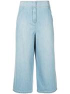Tibi Wide-leg Cropped Jeans - Blue