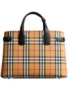 Burberry The Medium Banner In Vintage Check And Leather - Yellow &