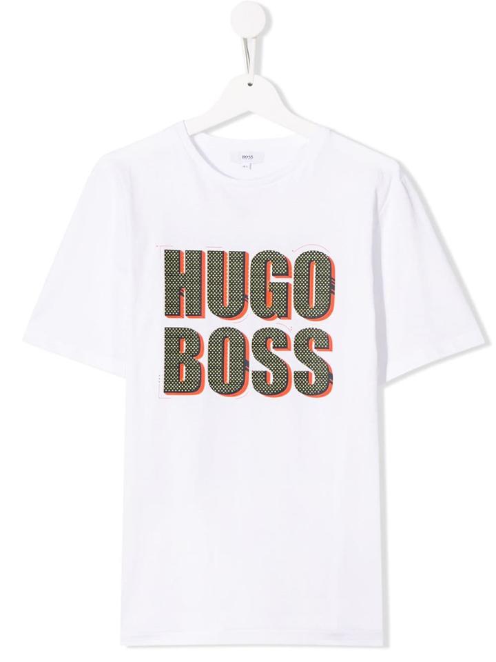 Boss Kids Logo Printed T-shirt - White
