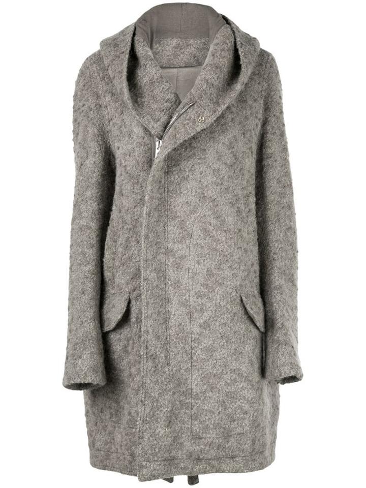 Rick Owens Oversized Hooded Midi Coat - Grey