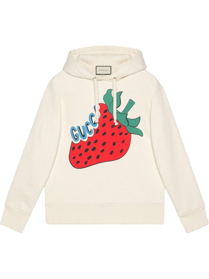 Gucci Sweatshirt With Gucci Strawberry Print - White