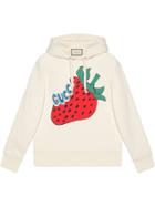 Gucci Sweatshirt With Gucci Strawberry Print - White