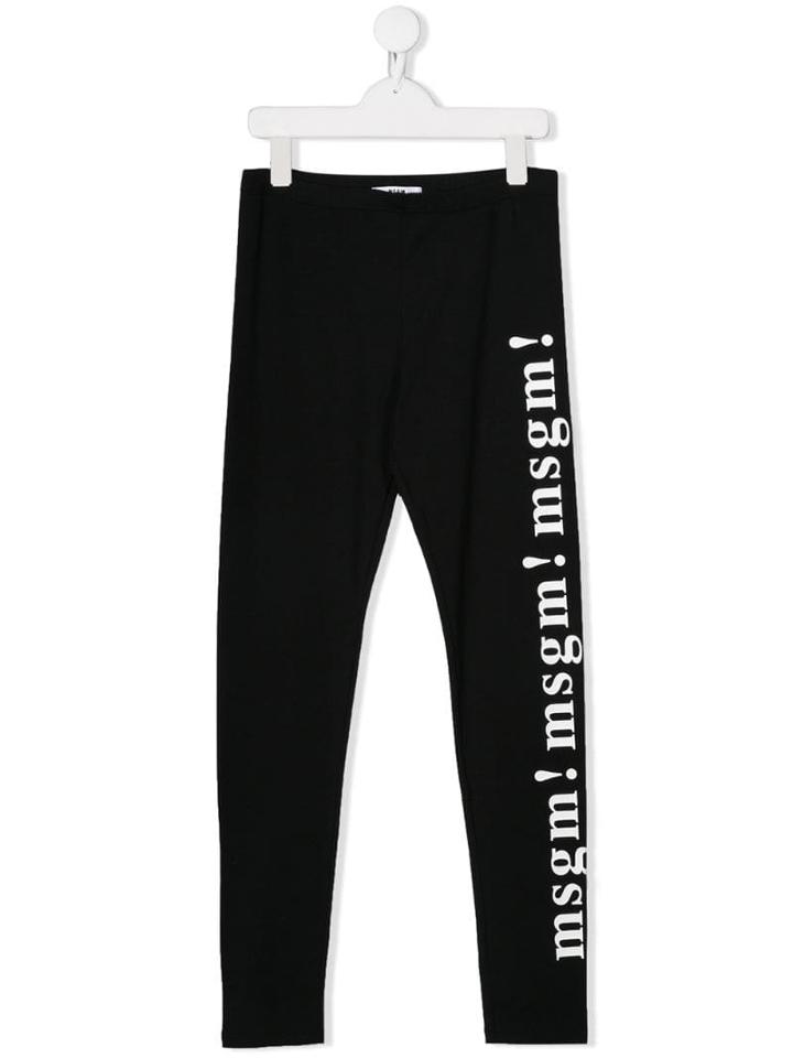 Msgm Kids Logo Printed Track Pants - Black