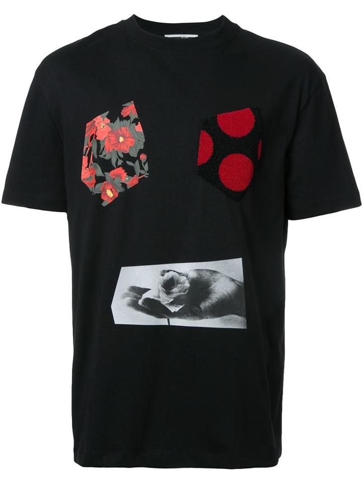 Mcq Alexander Mcqueen Printed Appliqué T-shirt, Men's, Size: Large, Black, Cotton
