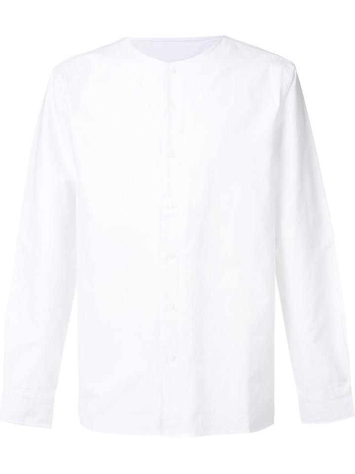 Saturdays Surf Nyc Collarless Button Down Shirt, Men's, Size: Large, White, Cotton