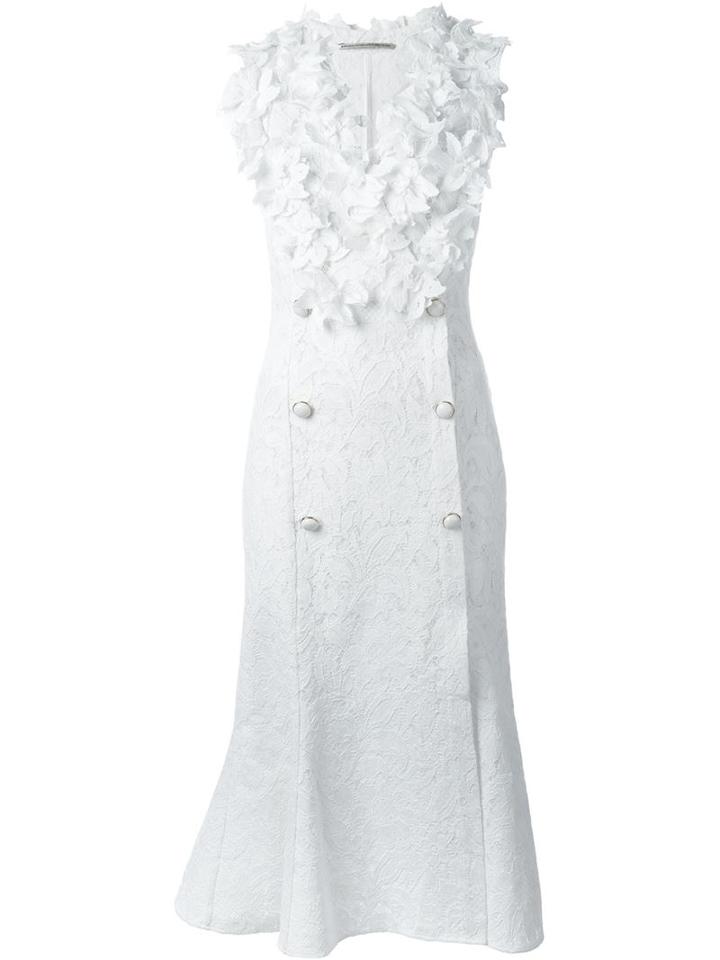 Ermanno Scervino Lace Overlay Floral Applique Button Detail Dress