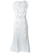 Ermanno Scervino Lace Overlay Floral Applique Button Detail Dress
