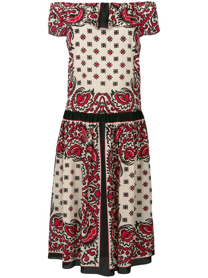 Red Valentino Printed Off Shoulder Dress