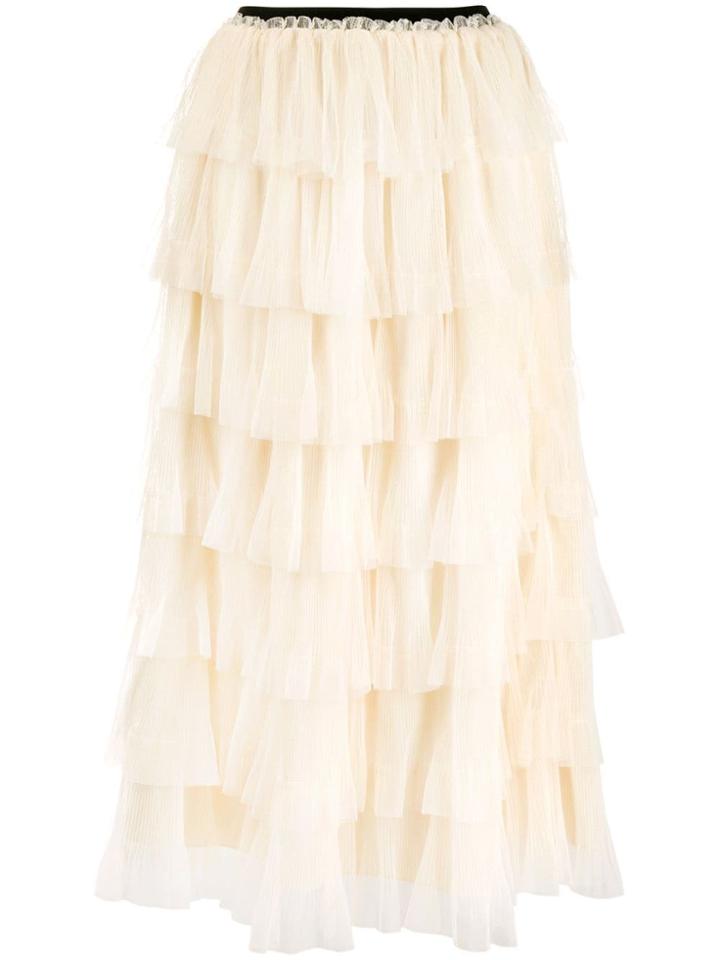 Red Valentino Red(v) Tiered Midi Skirt - Neutrals