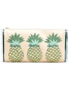 Edie Parker Pineapples Embroidery Clutch - Nude & Neutrals