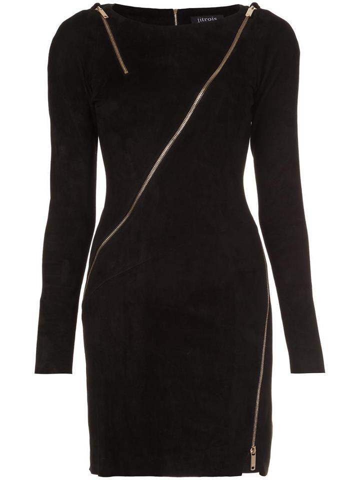 Jitrois Longsleeved Allover Zipper Dress, Women's, Size: 40, Black, Suede