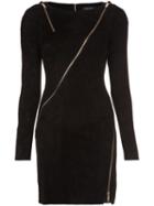 Jitrois Longsleeved Allover Zipper Dress, Women's, Size: 40, Black, Suede