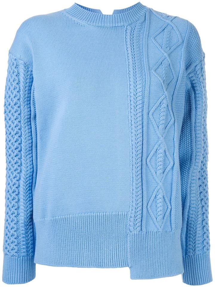 Le Ciel Bleu Cable Knit Asymmetric Jumper - Blue