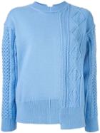 Le Ciel Bleu Cable Knit Asymmetric Jumper - Blue