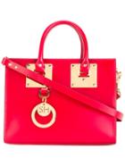 Sophie Hulme Logo Pendant Tote, Women's, Red, Calf Leather