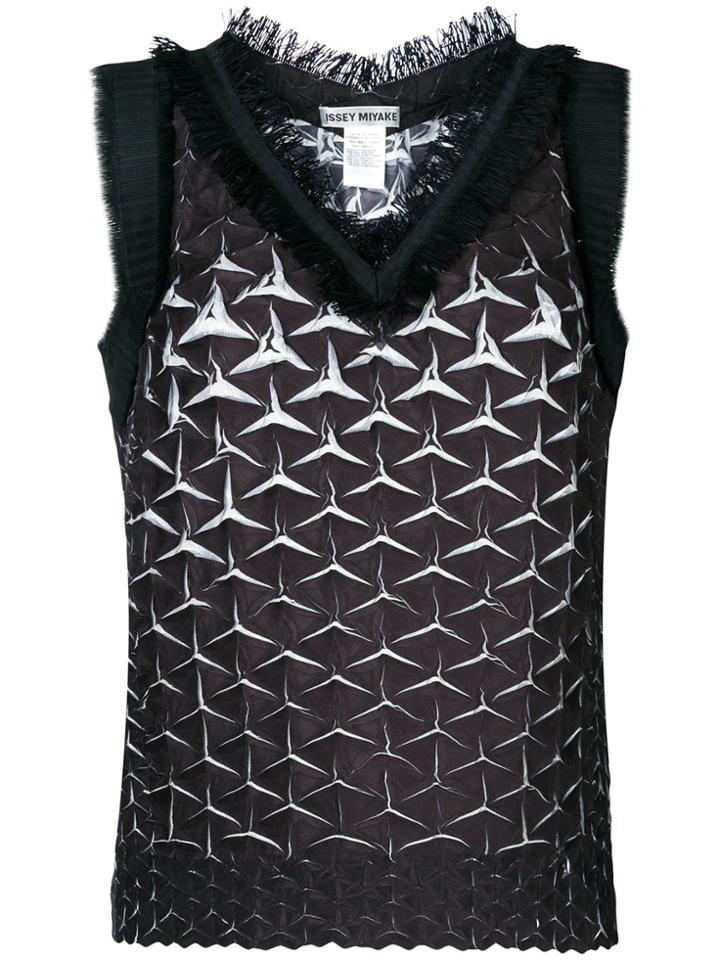 Issey Miyake Frayed Neck Tank Top - Black