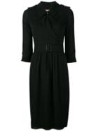 Burberry Belted Wrap Dress, Women's, Size: 8, Black, Silk/spandex/elastane